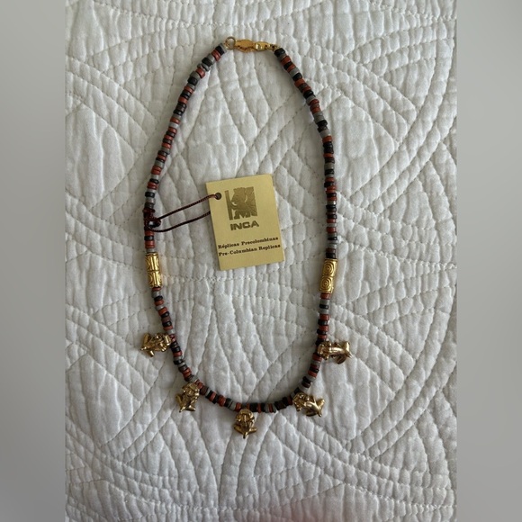 INC International Concepts Gold and beaded  Beaded Necklace INCA  NWT - Picture 1 of 8